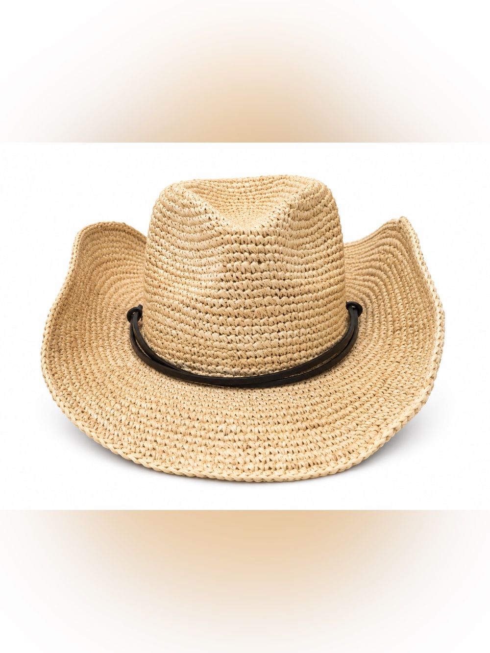 l*space Natural Raffia Cowboy Hat with Faux Leather Band - Picture 2 of 2